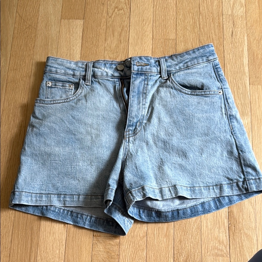Pink Lily Blue Jean Shorts High-Waisted Cuffed